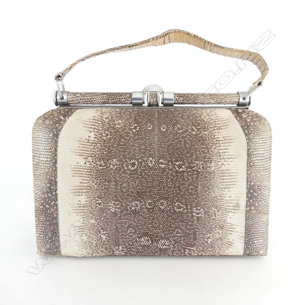 VINTAGE DECO PERIOD SNAKESKIN HANDBAG, L.255mm Image 1++