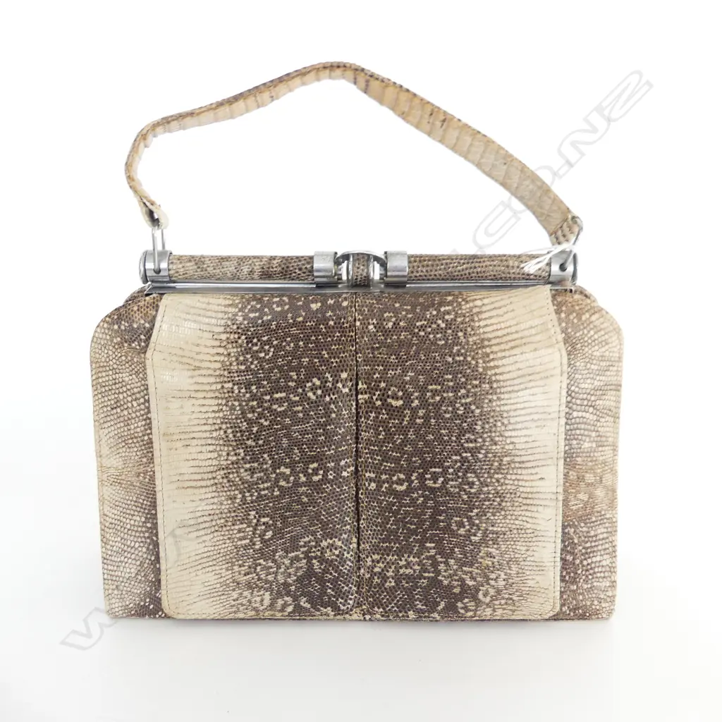 VINTAGE DECO PERIOD SNAKESKIN HANDBAG, L.255mm Image 1++