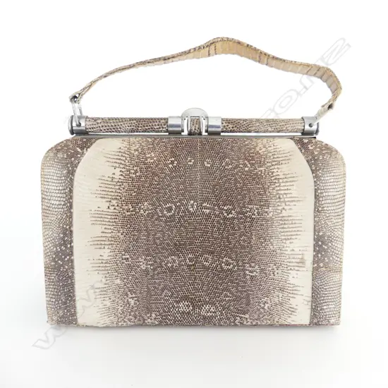 VINTAGE DECO PERIOD SNAKESKIN HANDBAG, L.255mm