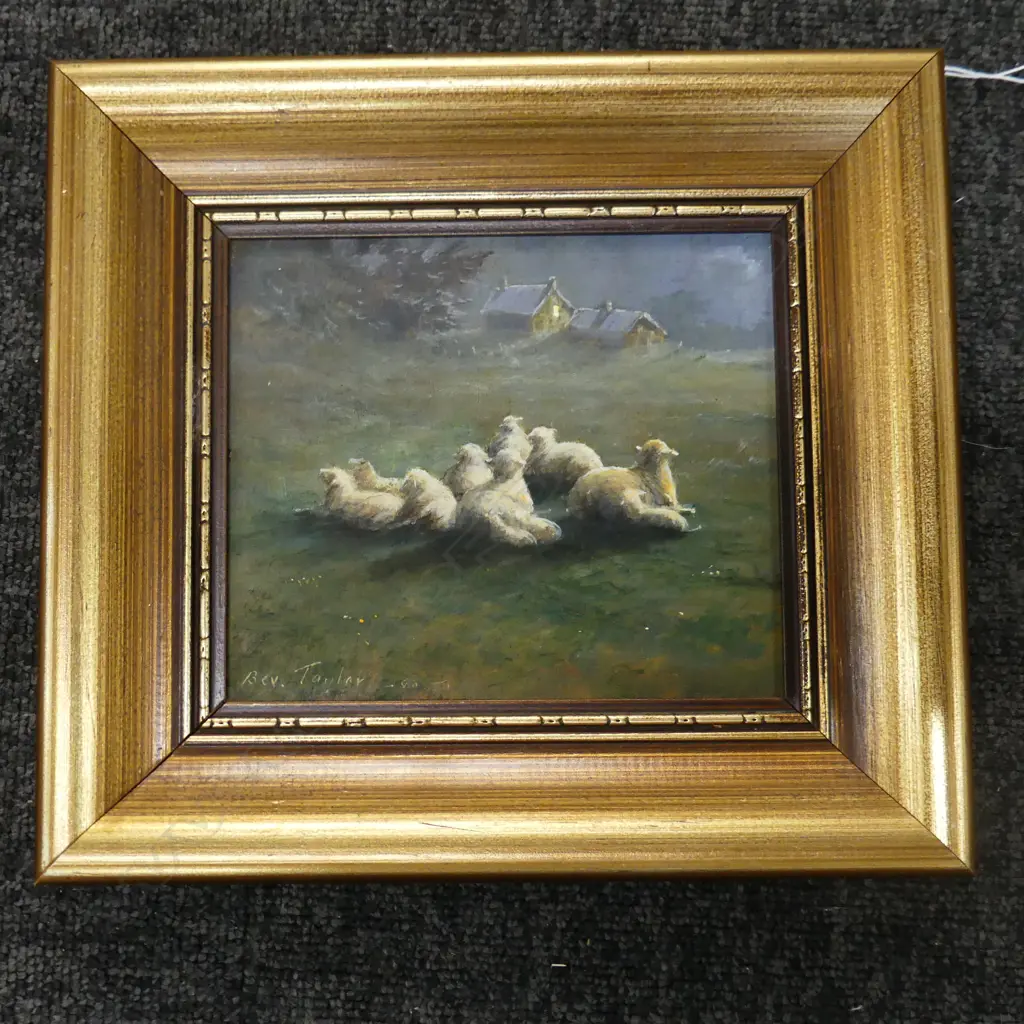 BEV TAYLOR (AUST.) 'MOONLIGHT' OIL ON BOARD 145x170mm Image 1++