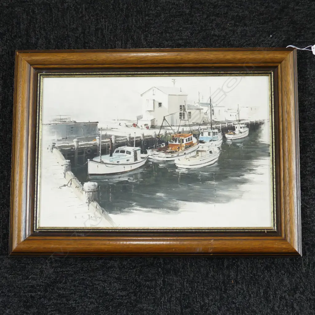 GRAHAM TAYLOR 'FISHERMANS CORNER LYTTELTON HARBOUR' OIL ON BOARD 290x445mm Image 1++