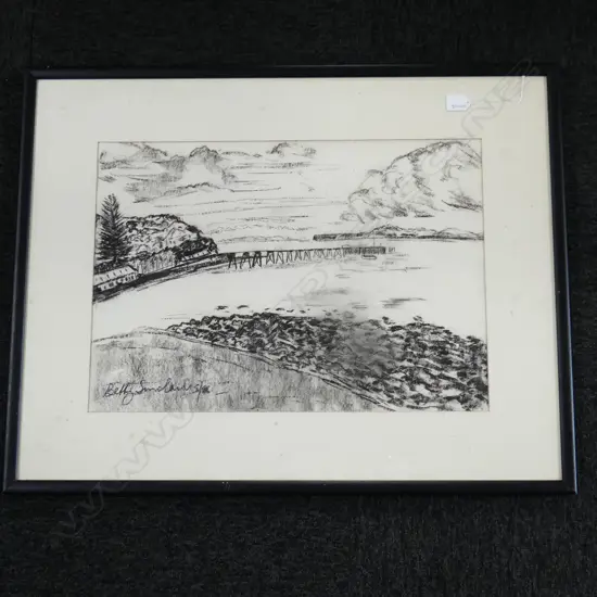 BETTY SINCLAIR CHARCOAL ON PAPER SIGNED AND DATED 8/88 410 X 590 MM FOXING TO MOUNT