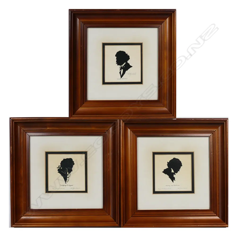 SET OF THREE SILHOUETTES OF MUSICIANS, 900 x 650mm EACH, FRAMED Image 1++