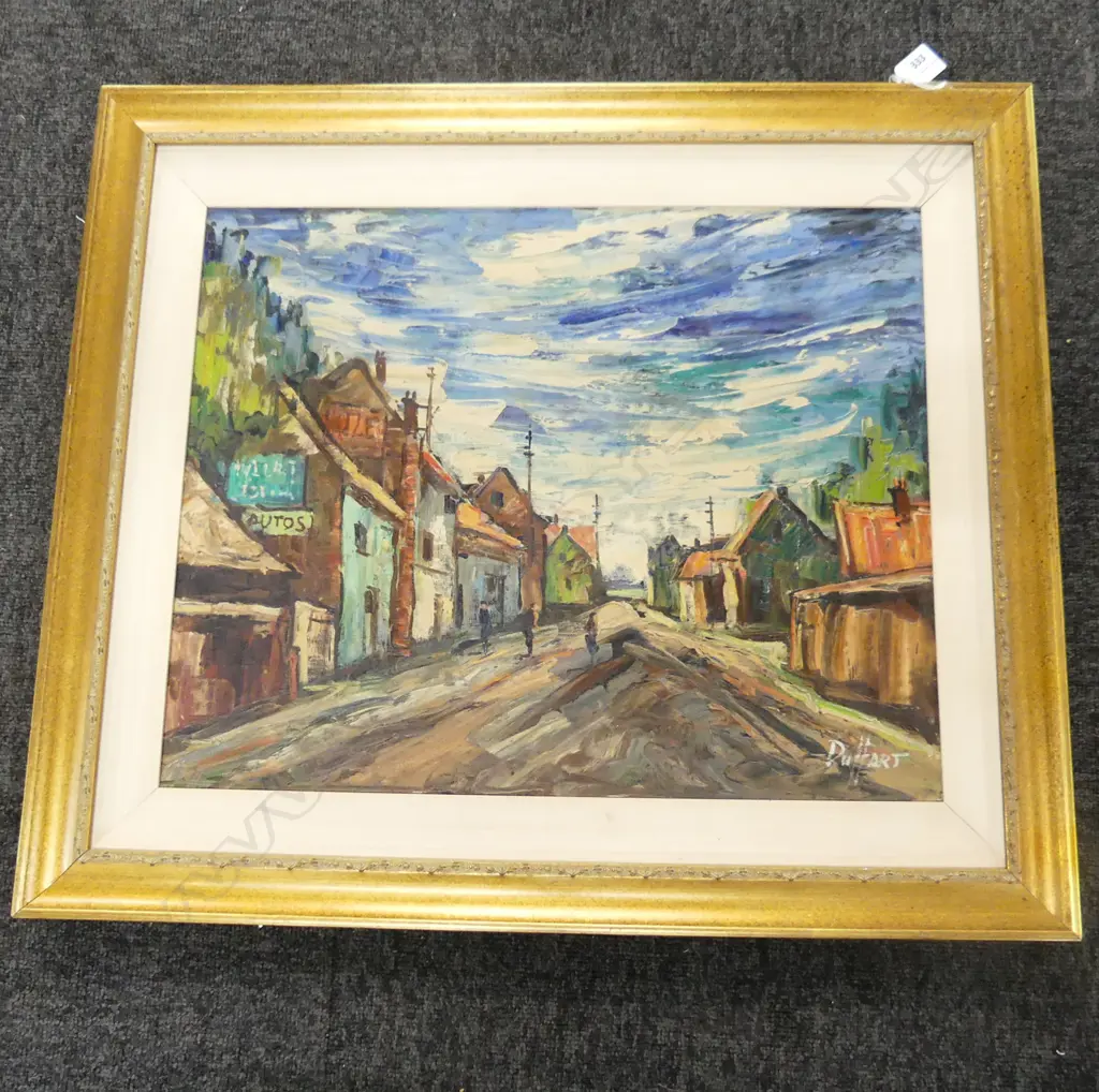 JULES DUFFART OIL ON BOARD FRENCH STREET SCENE  500 BY 405MM Image 1++