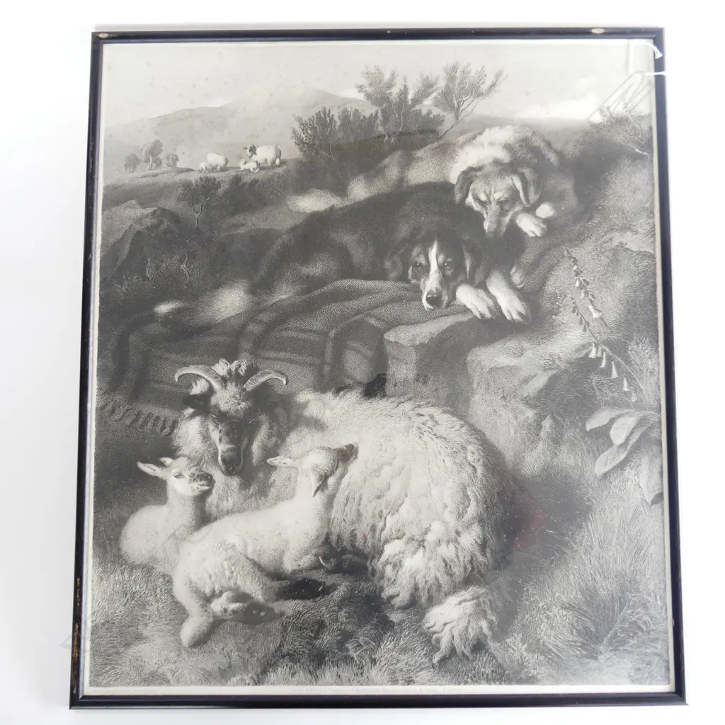 LGE VICTORIAN ENGRAVING AFTER LANDSEER's PAINTING 'THE TWINS' 630 X 550mm  Image 1++