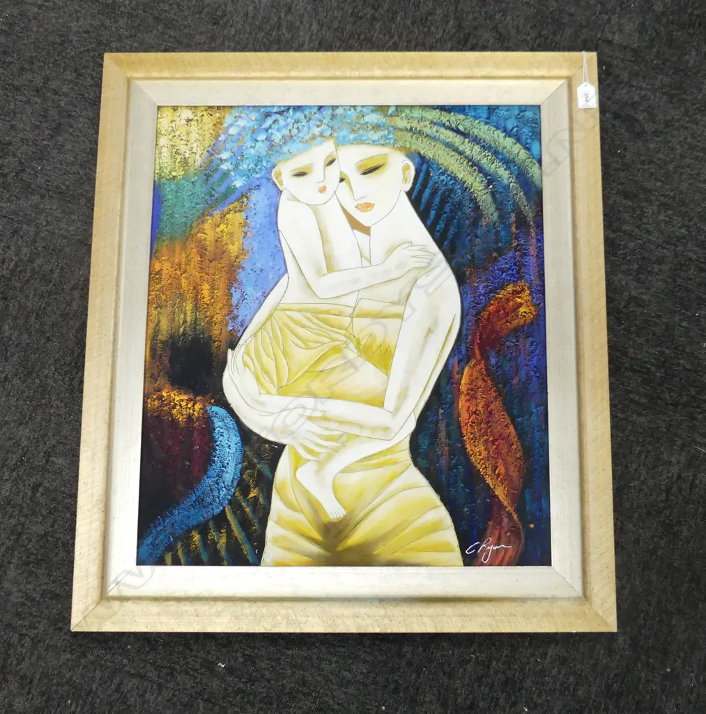 C. RYAN, WOMAN & CHILD, MIXED MEDIA ON BOARD, 605x515mm Image 1++