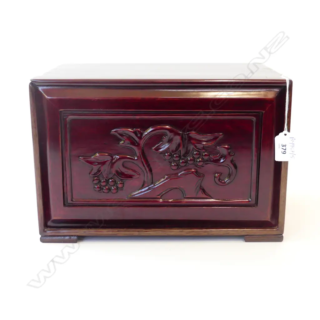 ORIENTAL HARDWOOD JEWELLERY BOX W.305mm Image 1++