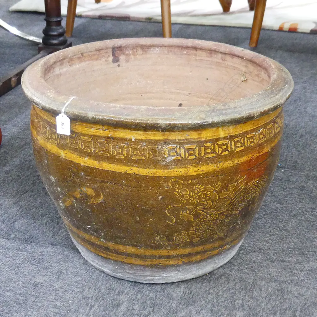 LRG EARTHERNWARE DRAGON POT, D.500mm Image 1++
