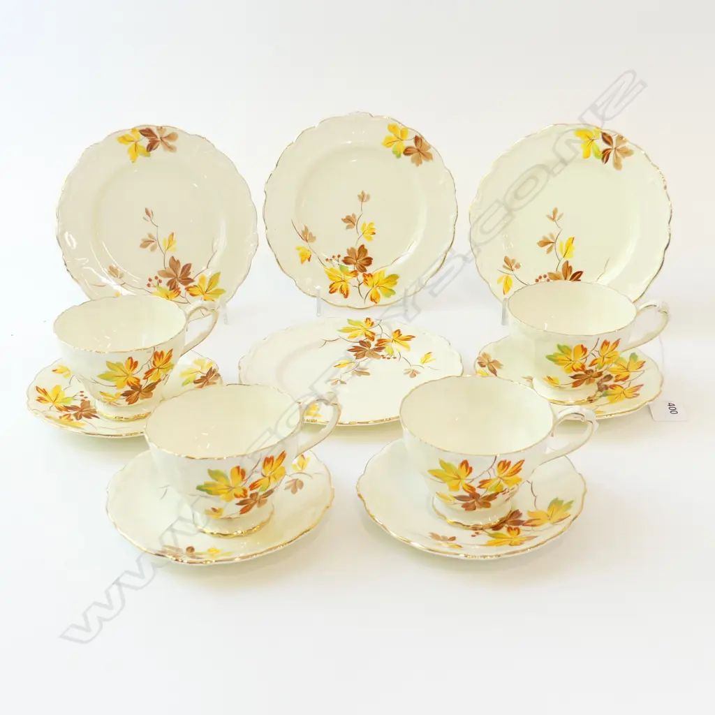 SET OF FOUR PARAGON CHINA TRIOS IN AUTUMN LEAVES PATTERN Image 1++