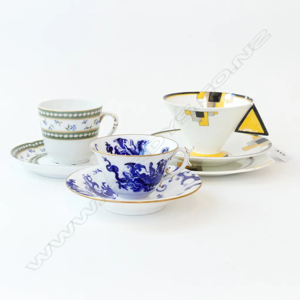 DECO SHELLEY TRIO + 2 C/S; R. WORCESTER & LIMOGES Image 1++
