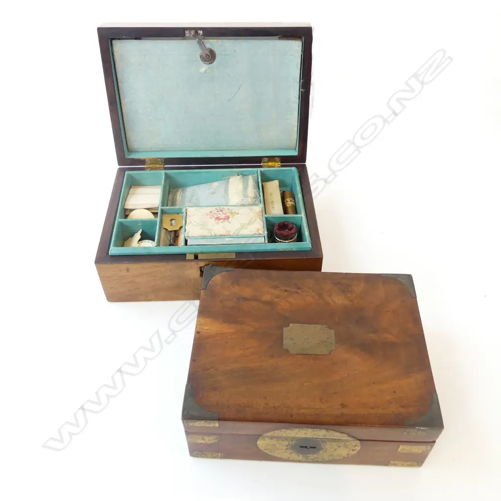 2 ANTIQUE MAHOGANY BOXES W.200mm Image 1++