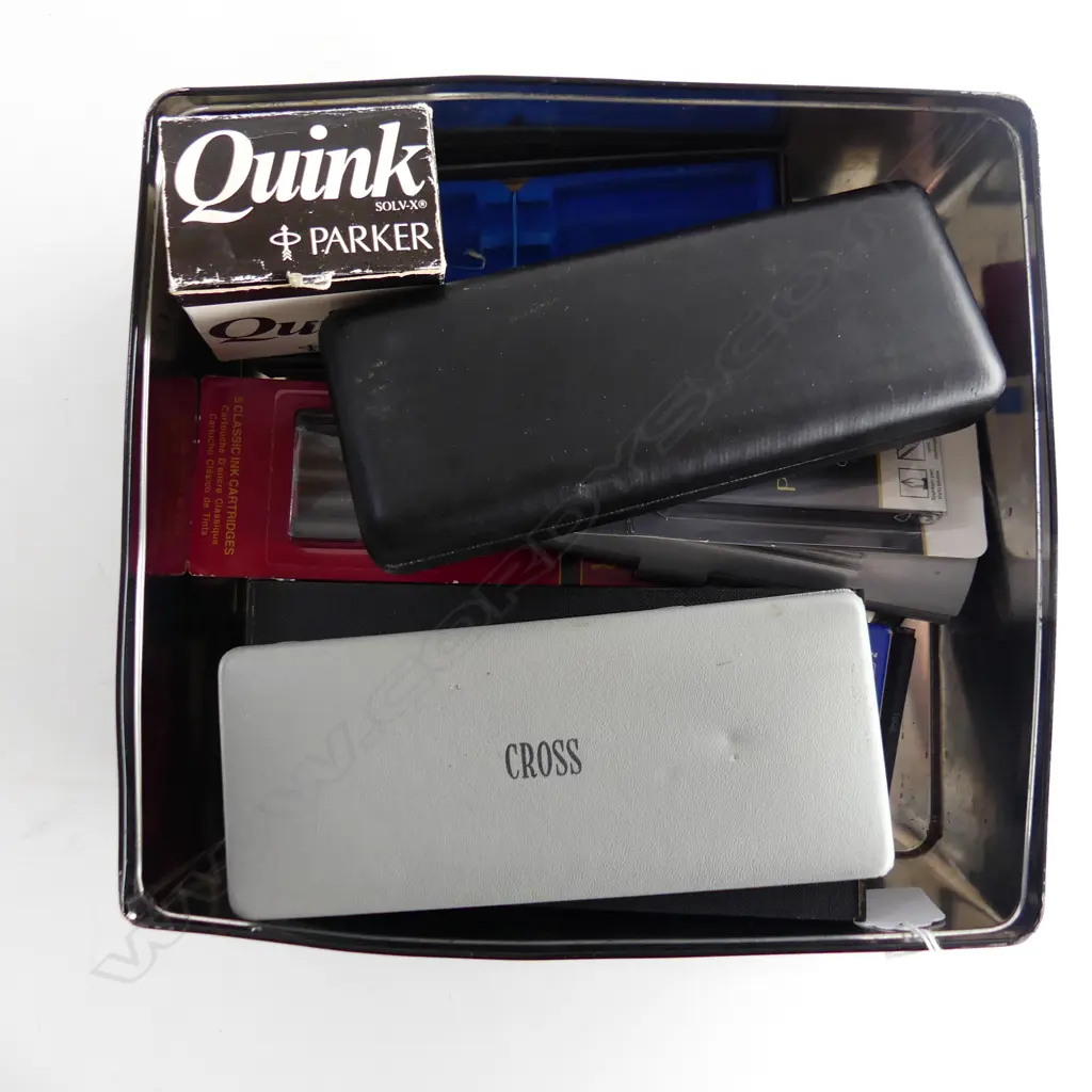 TIN ASST. PENS, PEN CASES, INK REFILLS ETC Image 1++