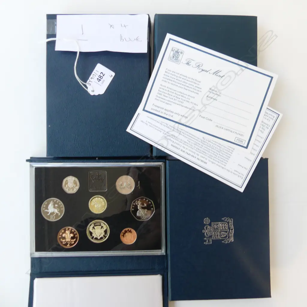 4 BLUE UK PROOF SETS 1983 1986 1987 1989 COINS Image 1++