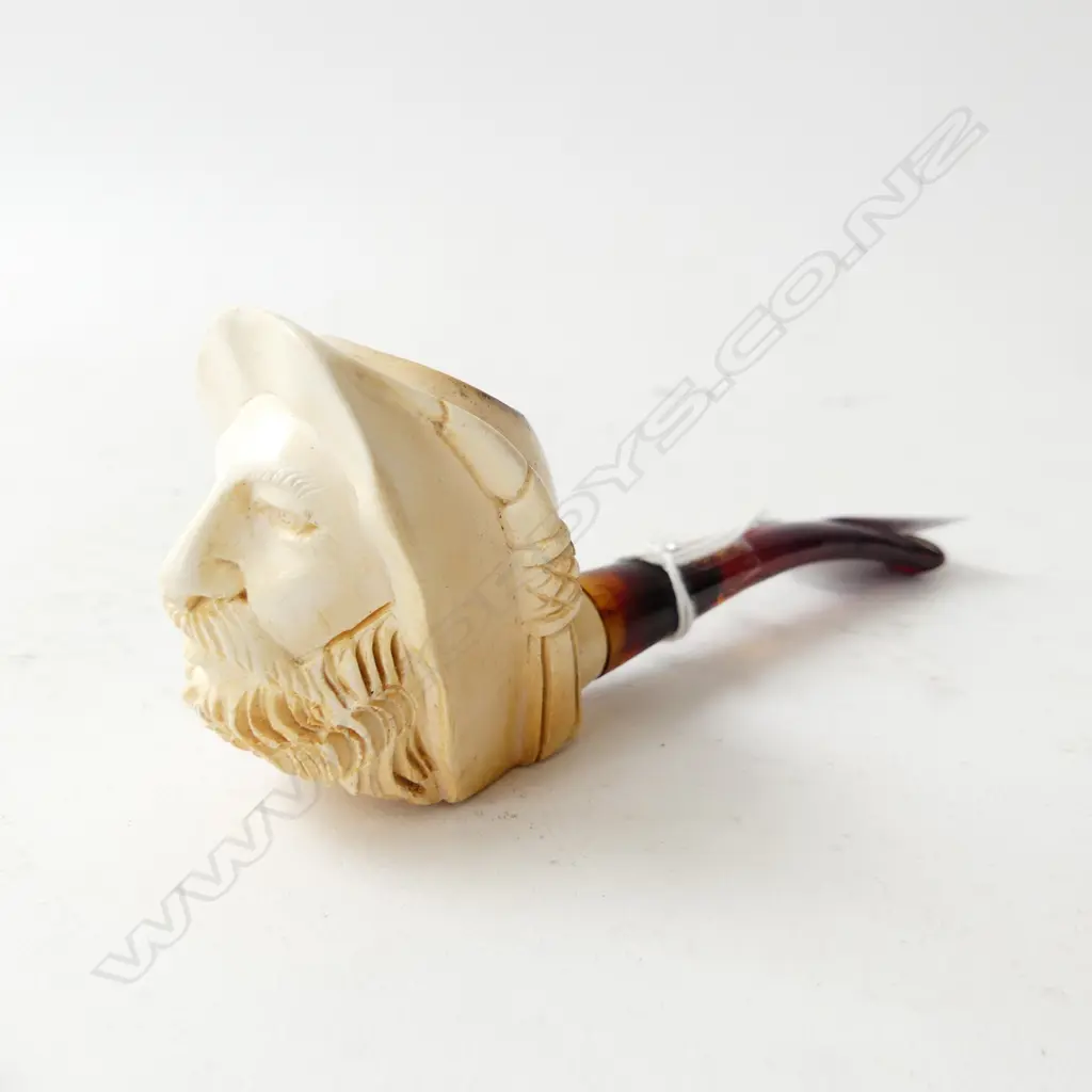 MEERSCHAUM CARVED PIPE MAN WITH BEARD L.130MM Image 1++