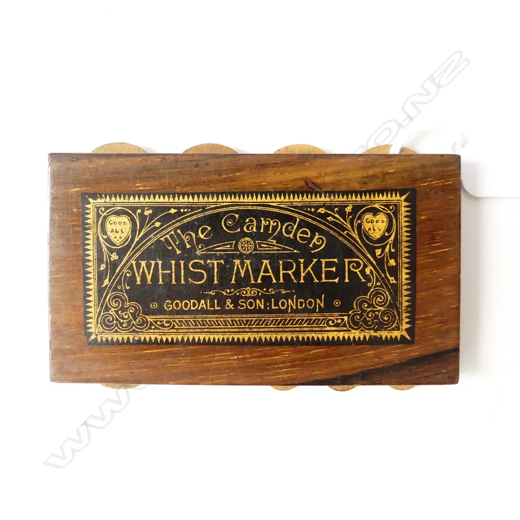 ANTIQUE ROSEWOOD & SATINWOOD WHIST MARKER BY GOODALL & SON LONDON L.92MM Image 1++