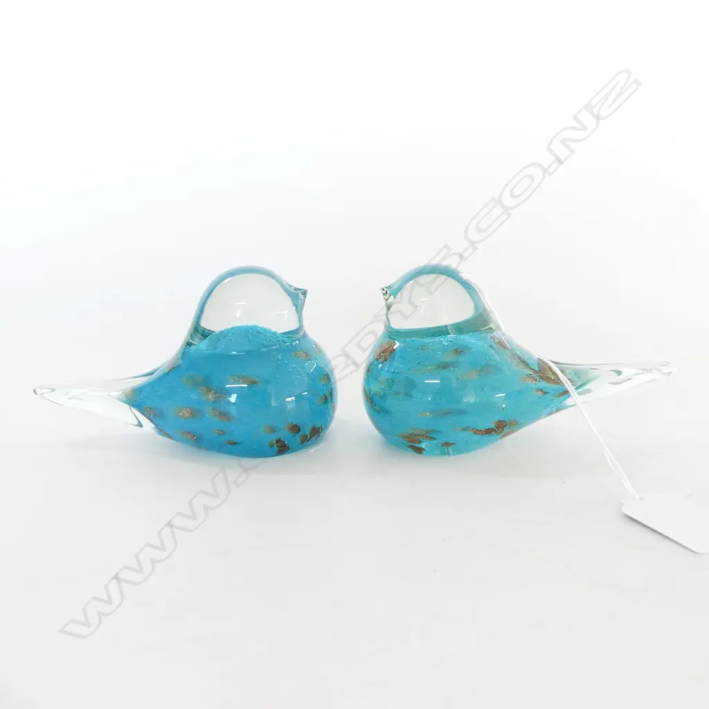 PR BLUE ART GLASS BIRDS L.125mm Image 1++