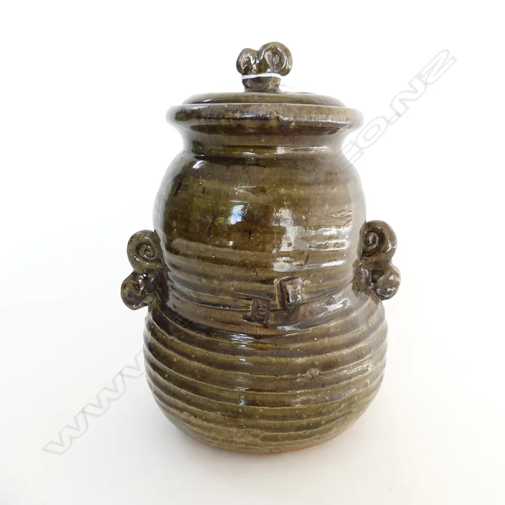 LRG GEORGE KOJIS LIDDED POTTERY JAR Image 1++