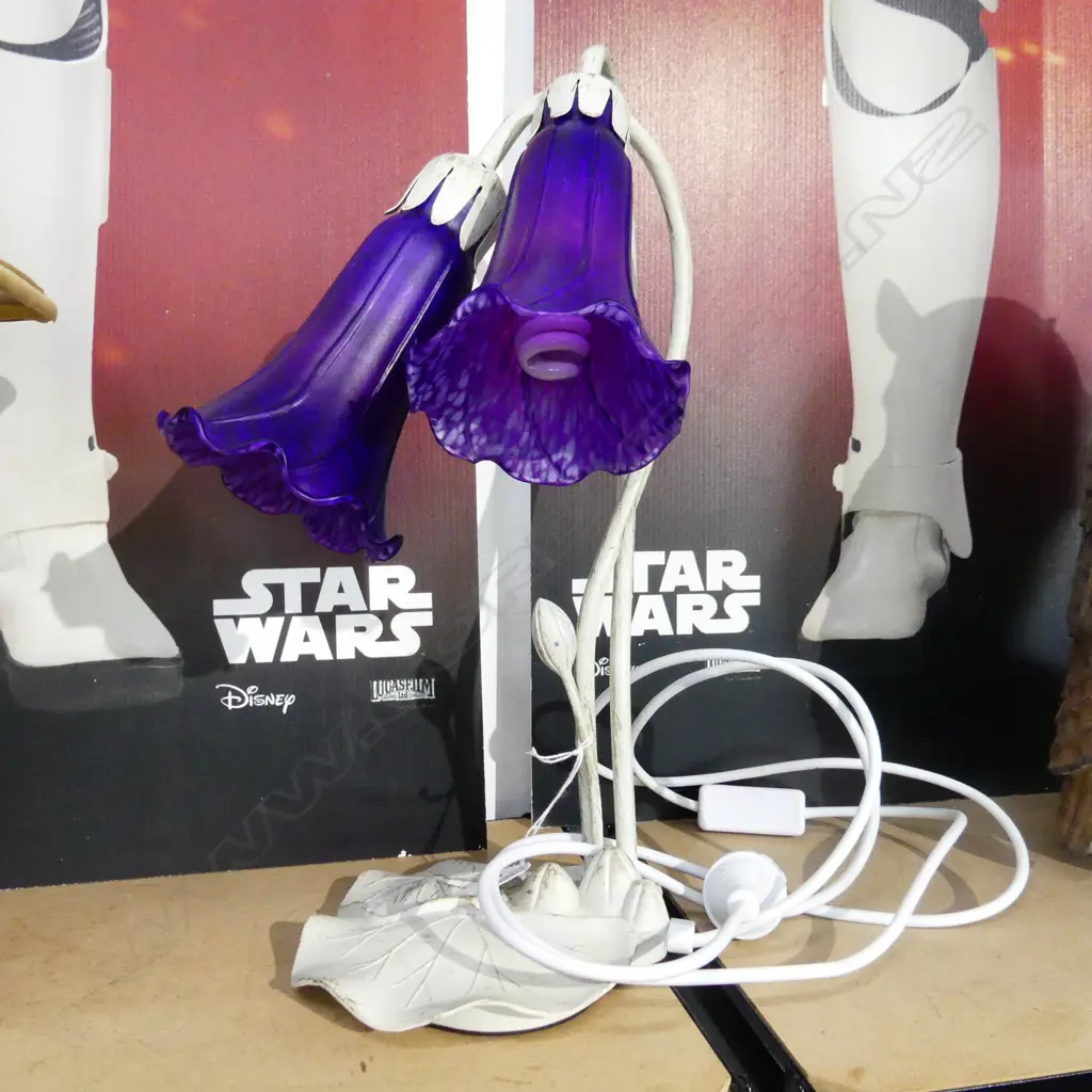 WHITE & PURPLE LILY LAMP H.400mm Image 1++