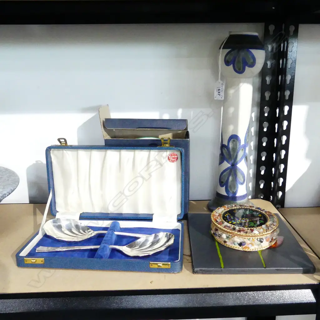 EP SALAD SERVERS + WORCESTER BOWL + RETRO VASE + RETRO TRINKET BOX + TILE Image 1++