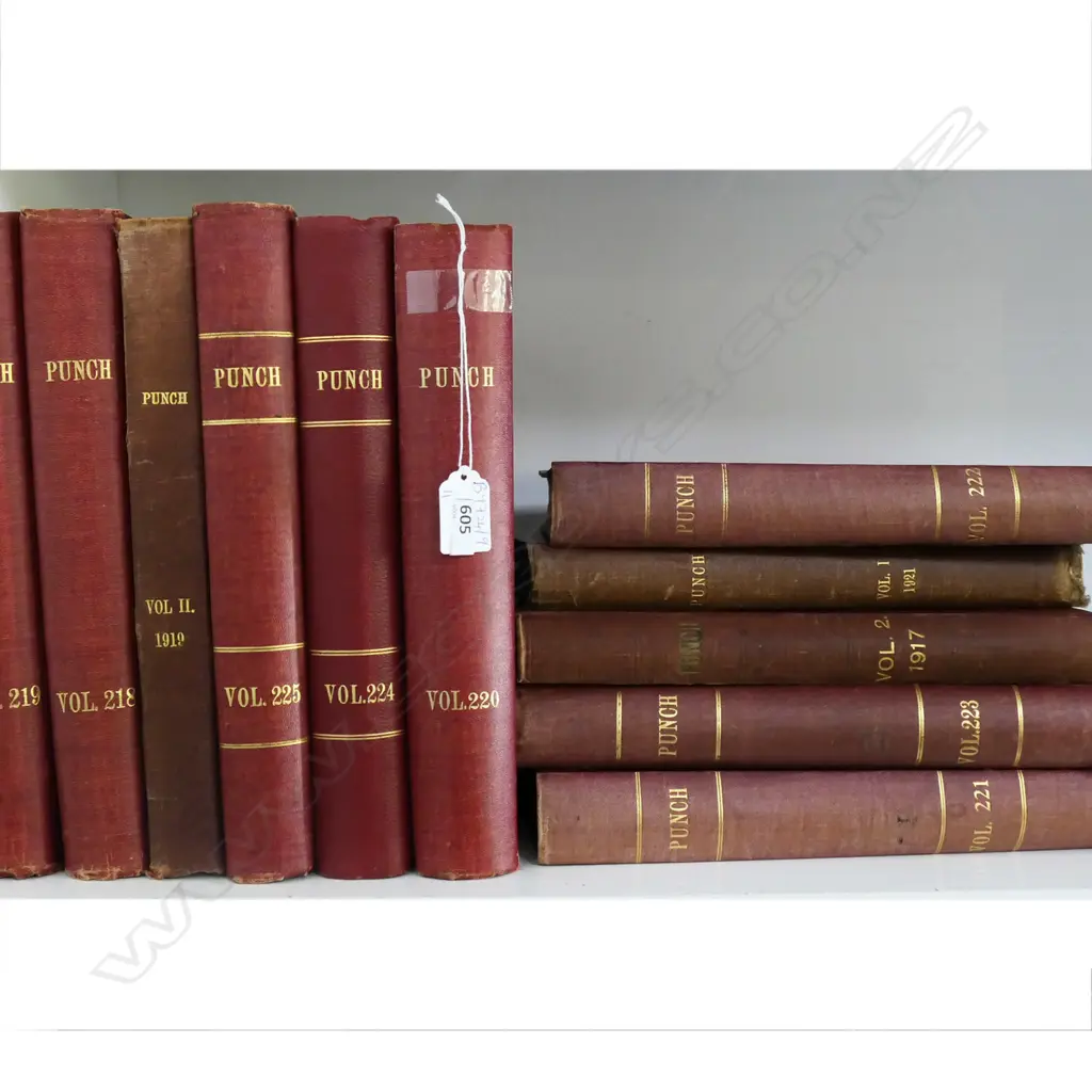 12 VOLS. PUNCH MAGAZINE - RED SPINES Image 1++
