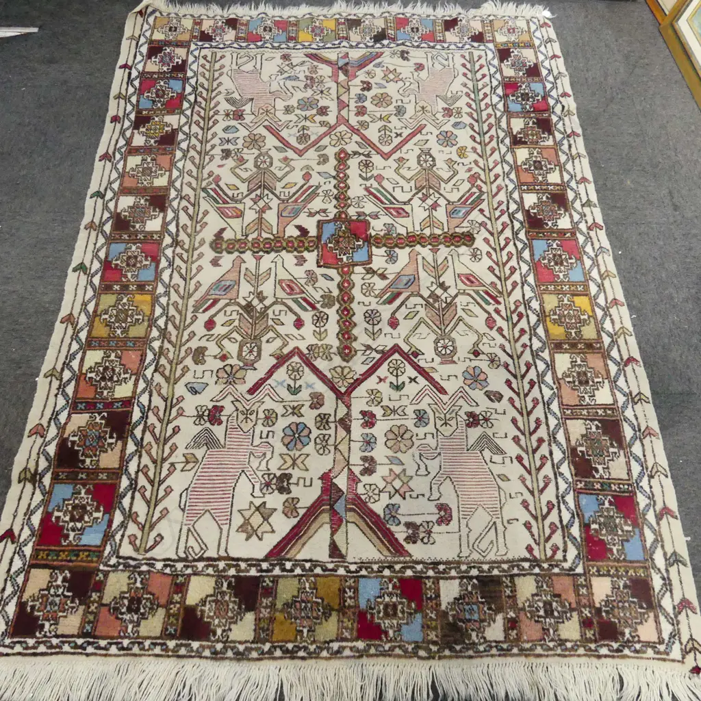 HAND KNOTTED ALL WOOL MIXED PILE RUG 1950x1400mm Image 1++
