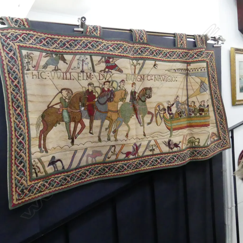  WALL HANGING IN THE MANNER OF THE BAYEAUX TAPESTRY. 760x1240mm Image 1++
