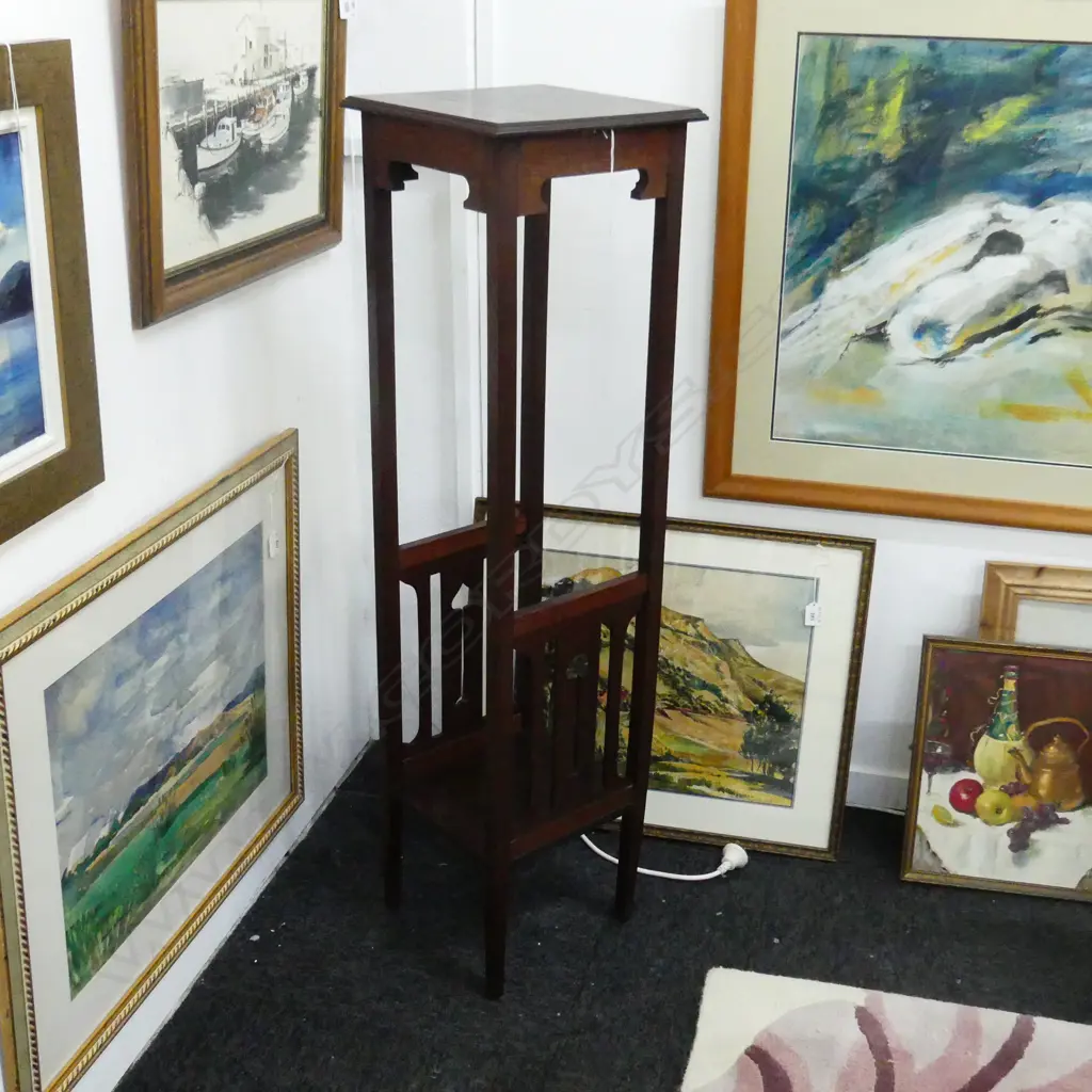 OAK PLANT STAND EX AUCKLAND EXHIBITION 1912 H 1150 MM Image 1++