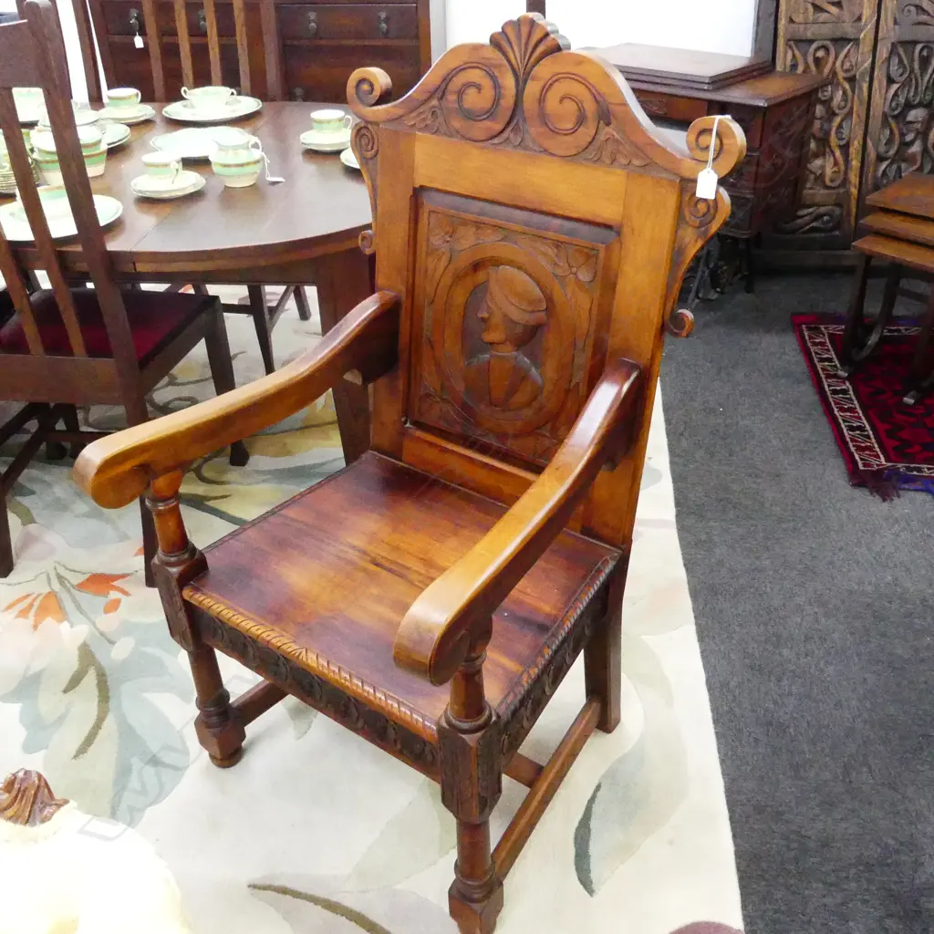 LG CARVED WOODEN ARMCHAIR Image 1++