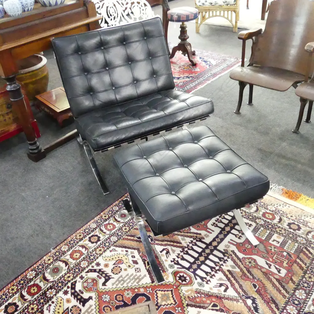 COPY BARCELONA CHAIR AND FOOTSTOOL Image 1++
