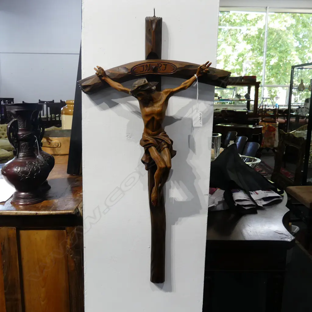 WOODEN WALL HANGING CRUCIFIX. H.640mm Image 1++