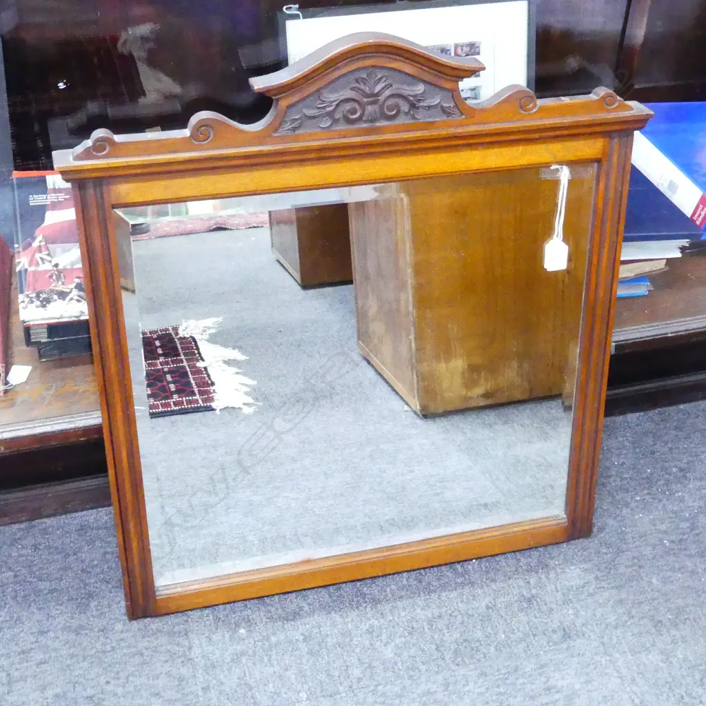 MAHOGANY DRESSING TABLE MIRROR WIRED FOR WALL HANGING . 690x715mm Image 1++