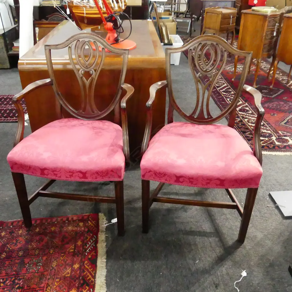 PR SHERATON STYLE ARMCHAIRS - RED SEATS Image 1++