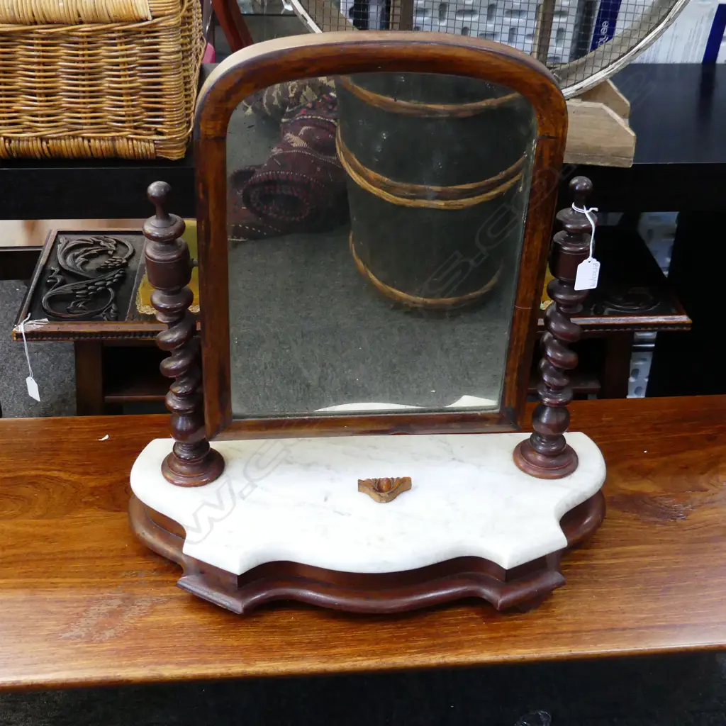 VICTORIAN TOILET MIRROR MARBLE TOP Image 1++