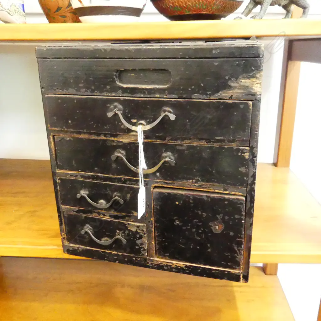 OLD JAPANESE SEWING BOX / CHEST AF Image 1++