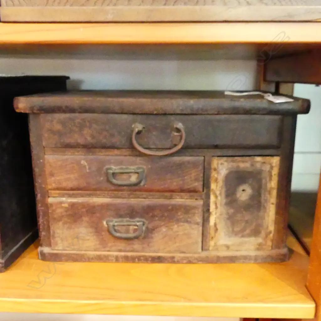 OLD JAPANESE SEWING BOX / CHEST AF Image 1++
