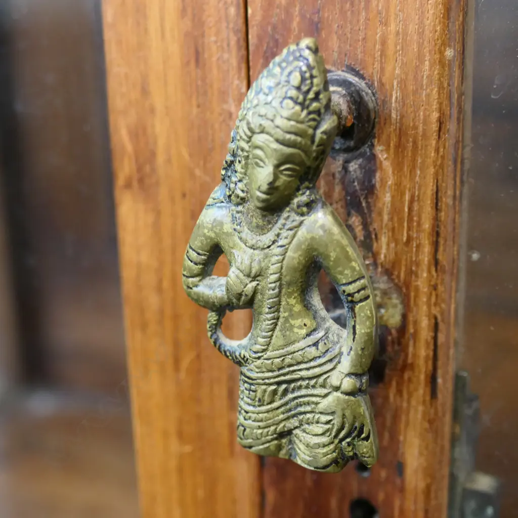 WOODEN INDIAN RADIO CABINET, DROP OPEN BACK, 500x740mm Image 1++