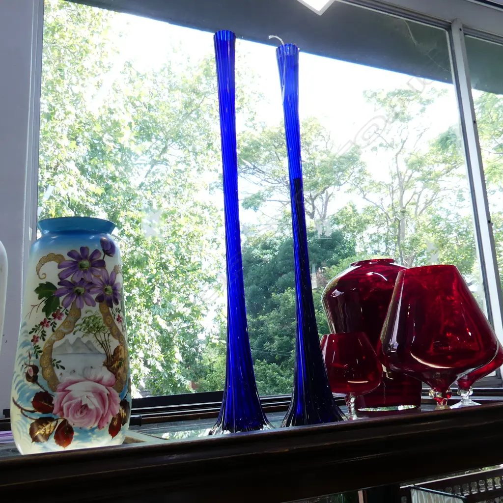 PR TALL BLUE GLASS VASES H.700mm Image 1++
