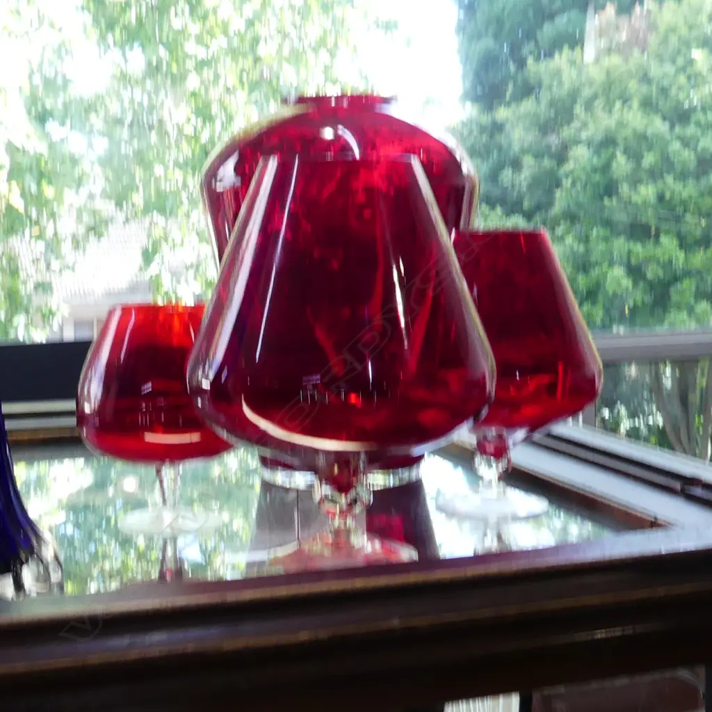 4 LG RED GLASS VASES (3+1) H.340mm Image 1++