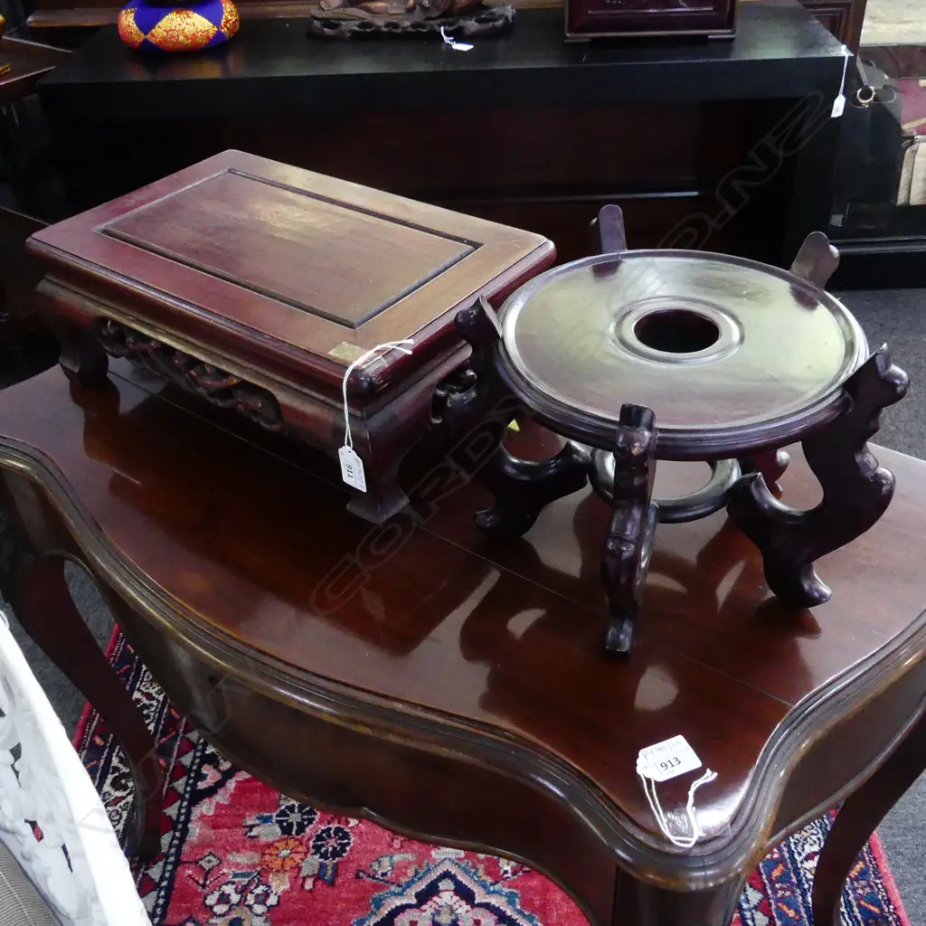 2 ORIENTAL HARDWOOD STANDS W.415mm Image 1++
