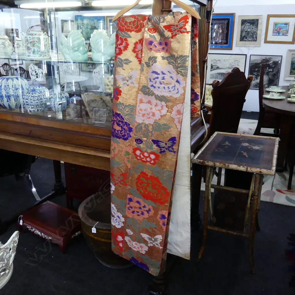 19TH C ALTAR CLOTH DATED MEIJI 30 1898 SILK BROCADE 1150 X 1620 MM FAULTS Image 1++