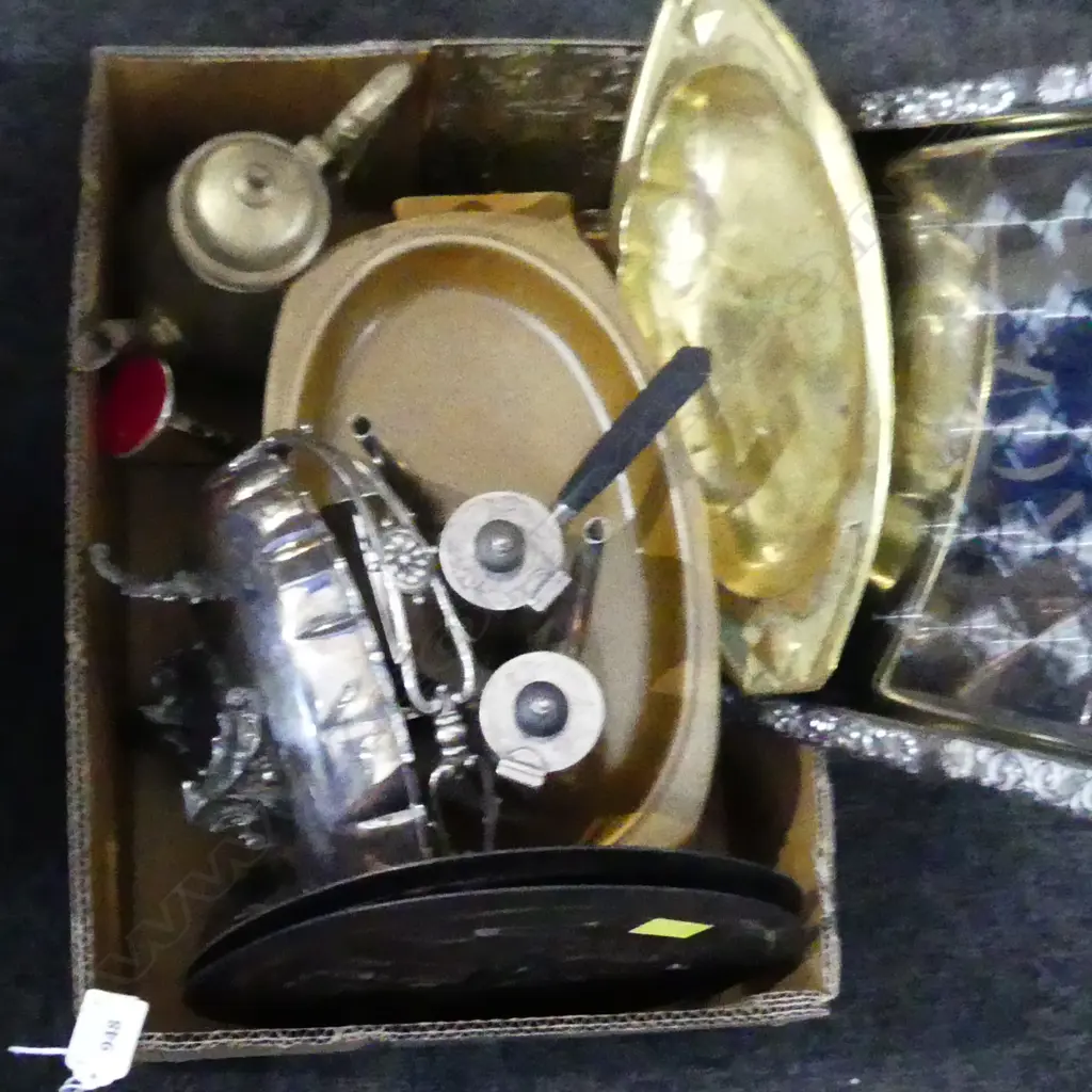 BOX LOT ASST. METAL ITEMS; WMF BOWL 245mm dia, PR EP CHOCOLATE POTS ETC Image 1++