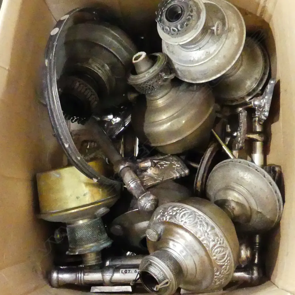 BOX LOT KEROSENE LAMPS, HARDWARE ETC Image 1++