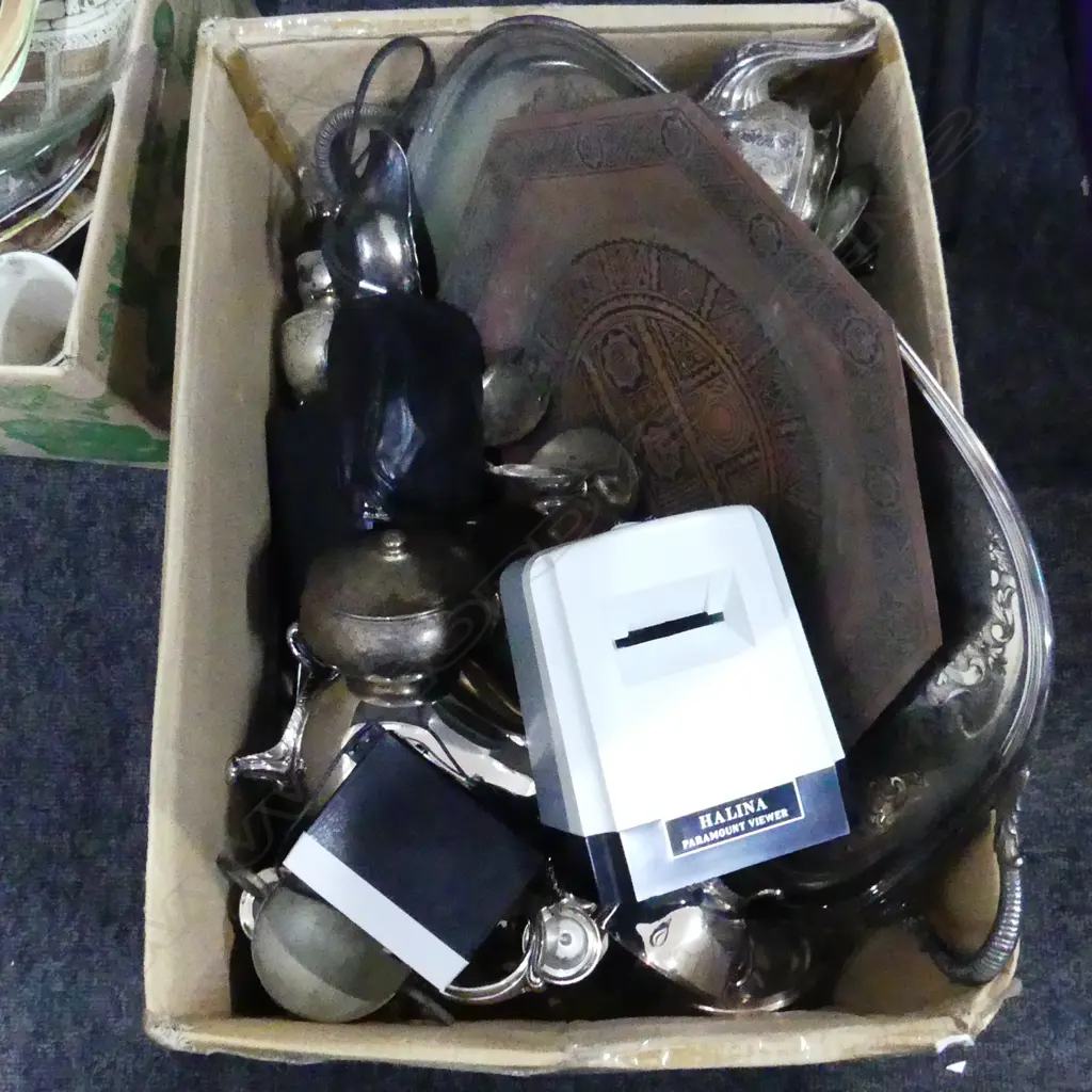 BOX LOT ASST. SILVER PLATE, ETC Image 1++