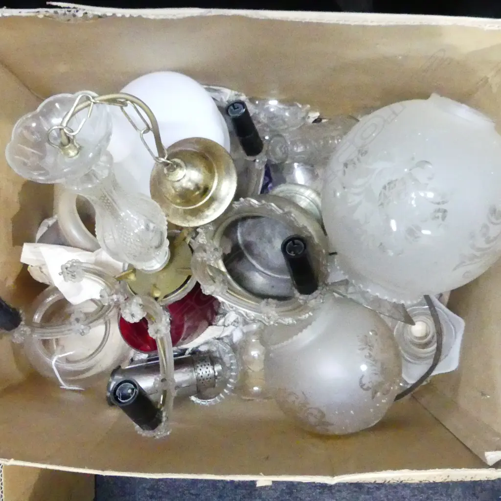 BOX LOT ASST. VINTAGE LIGHT FITTINGS Image 1++
