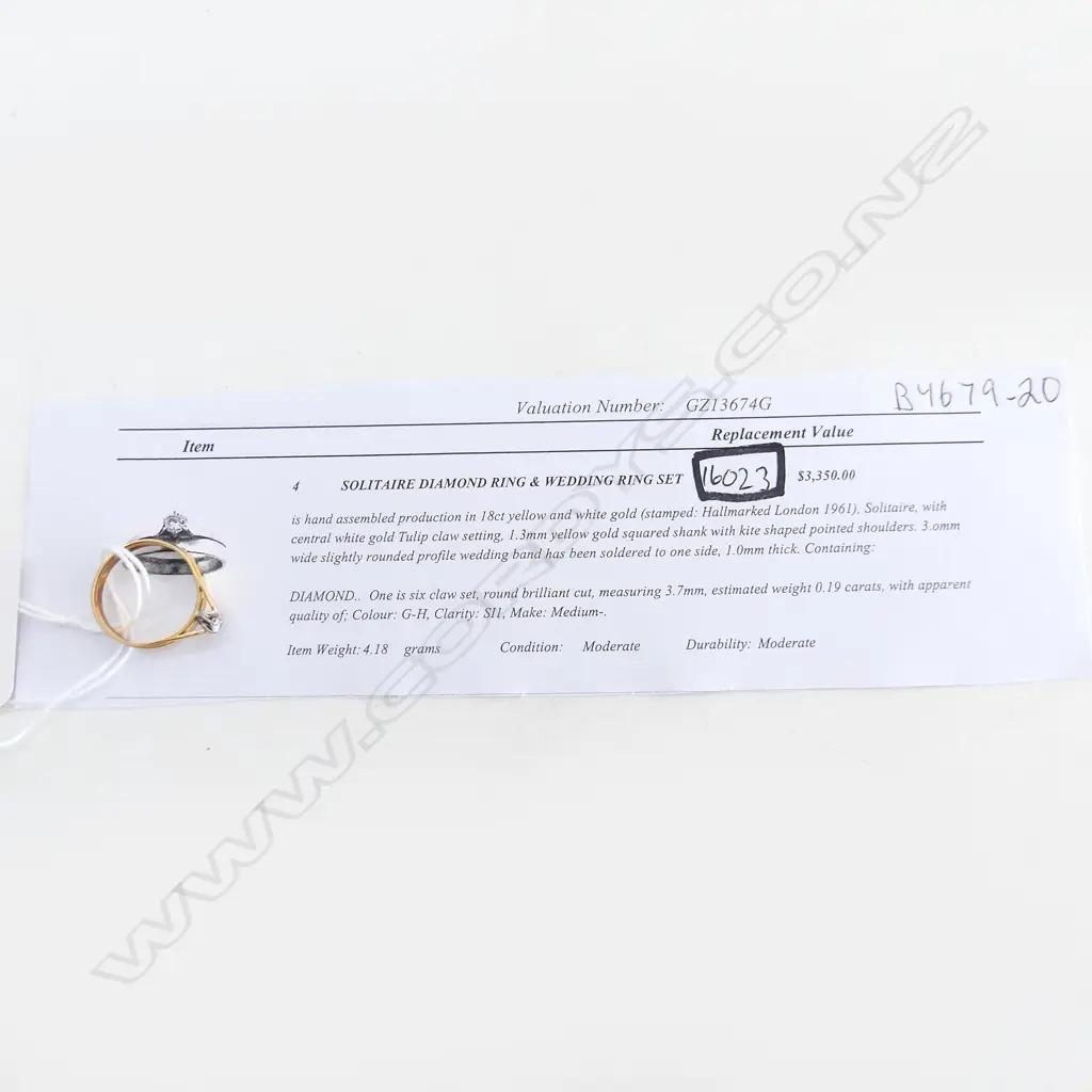 18CT GOLD AND SOLITAIRE DIAMOND RING SET (replacement $3350) TDW 0.19ct Image 1++