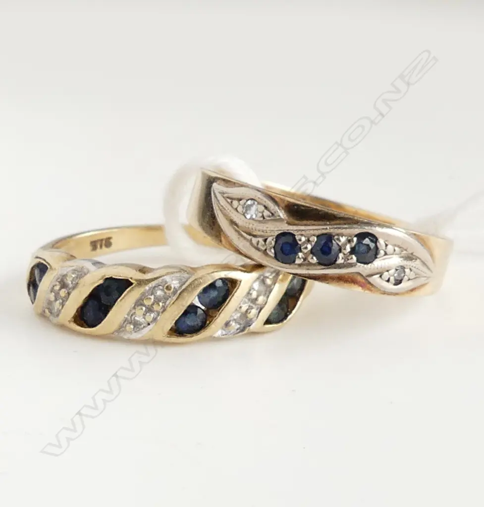 2 9CT SAPPHIRE & DIAMOND RINGS 4.4gms SIZE  M Image 1++