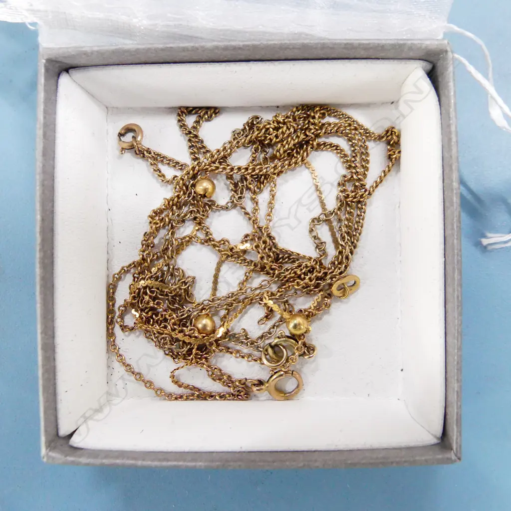 3 UNMARKED GOLD? CHAINS + 14CT PART CHAIN 8.3 GM Image 1++