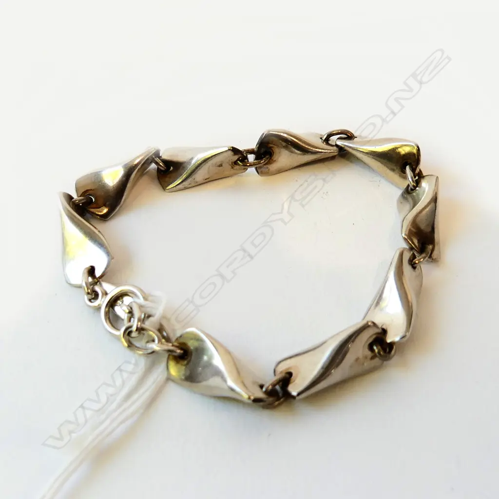 DANISH SILVER LINK BRACELET, STAMPED, 20.6gm Image 1++
