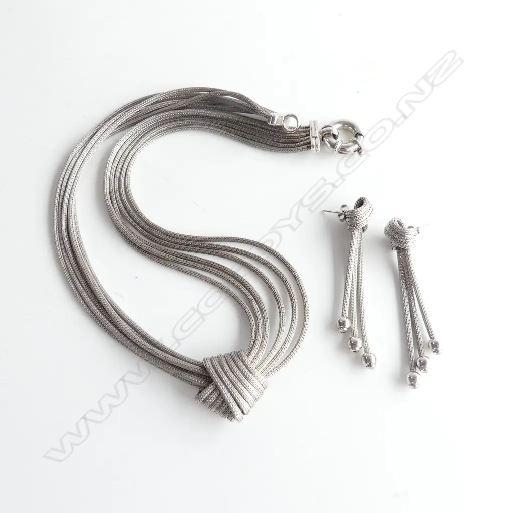 **RTV** 925 SILVER NECKLACE L.440mm + EARRINGS 43gm Image 1++