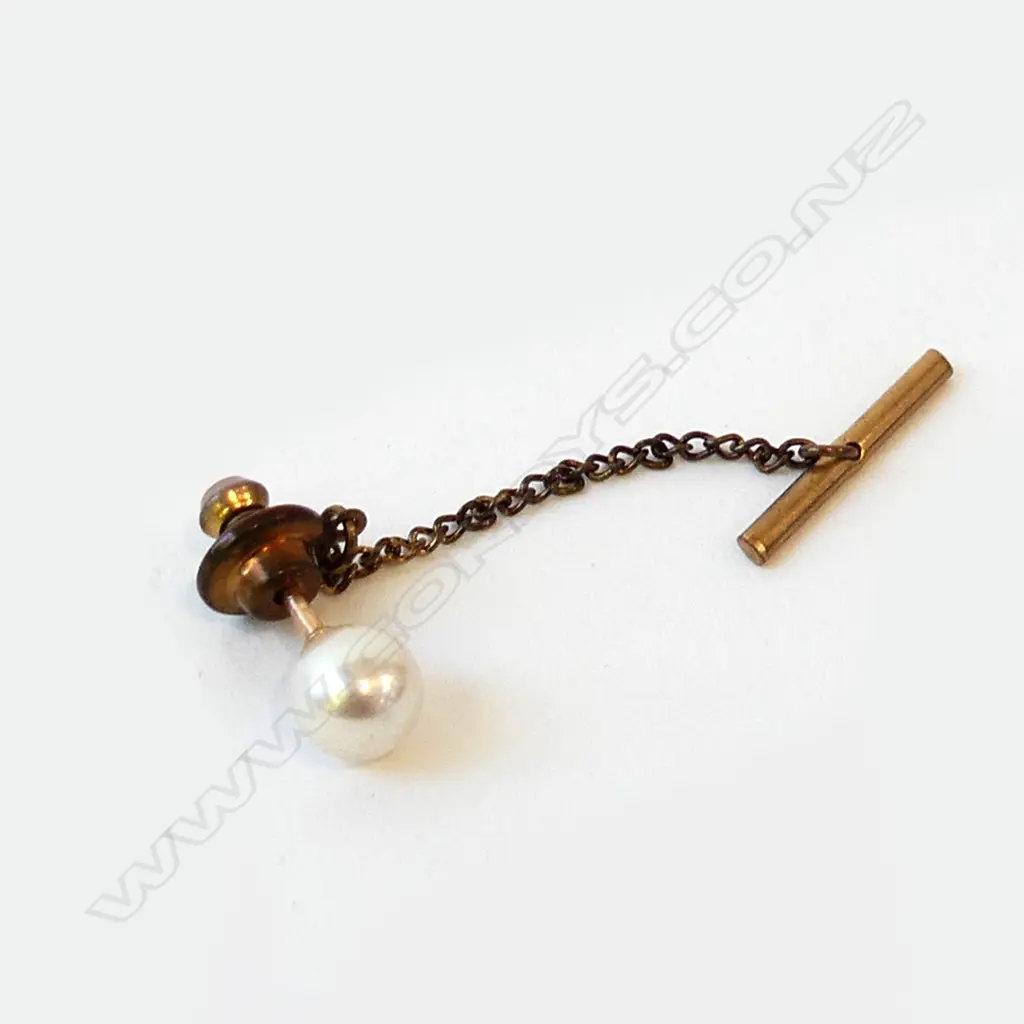 MIKIMOTO PEARL TIE STUD IN CASE Image 1++